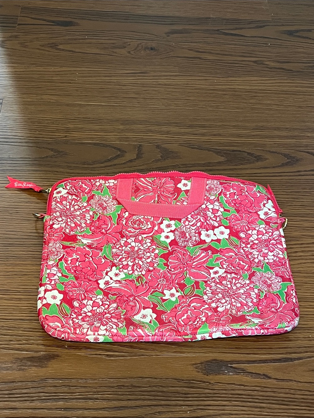 Lilly Pulitzer Hot Pink Floral Zip Laptop Case / Bag / Sleeve